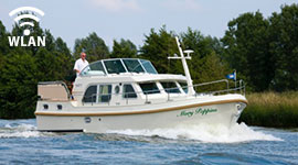 Linssen 34.9 AC in Fahrt von links nach rechts