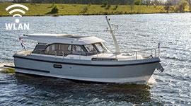 Linssen 30 SL Sedan »Isolde« in Fahrt von links nach rechts